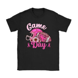 Leopard Game Day Pink American Football Tackle Breast Cancer T-Shirt