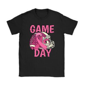 Leopard Game Day Pink American Football Tackle Breast Cancer T-Shirt