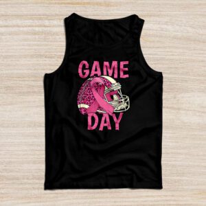 Leopard Game Day Pink American Football Tackle Breast Cancer Tank Top