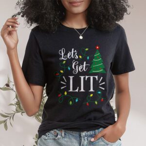 Lets Get Lit Drinking Santa Hat Christmas Lights Funny T Shirt 1 1