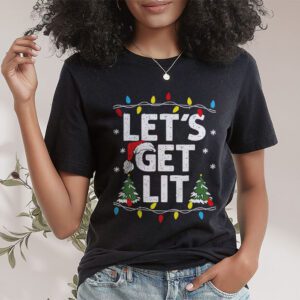 Lets Get Lit Drinking Santa Hat Christmas Lights Funny T Shirt 1 2