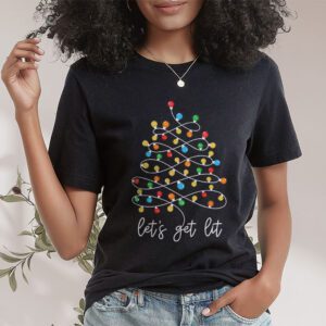 Lets Get Lit Drinking Santa Hat Christmas Lights Funny T Shirt 1