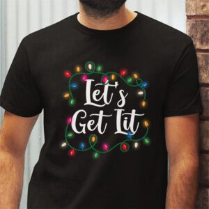 Lets Get Lit Drinking Santa Hat Christmas Lights Funny T Shirt 2 3