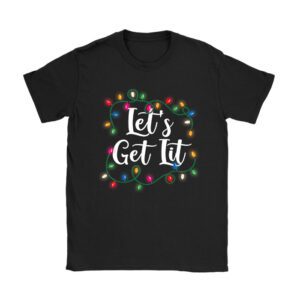 Let’s Get Lit Drinking Santa Hat Christmas Lights Funny T-Shirt