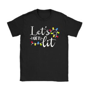 Let’s Get Lit Drinking Santa Hat Christmas Lights Funny T-Shirt