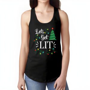 Lets Get Lit Drinking Santa Hat Christmas Lights Funny Tank Top 1 1