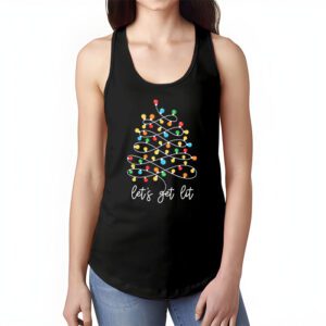 Lets Get Lit Drinking Santa Hat Christmas Lights Funny Tank Top 1