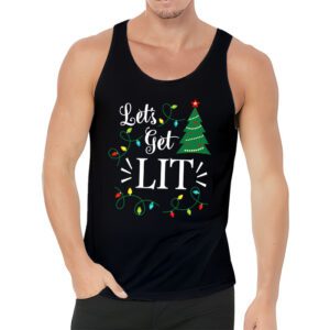 Lets Get Lit Drinking Santa Hat Christmas Lights Funny Tank Top 3 1