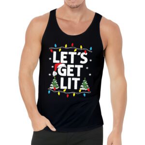 Lets Get Lit Drinking Santa Hat Christmas Lights Funny Tank Top 3 2