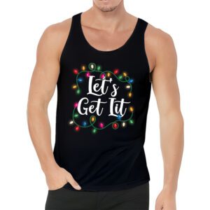 Lets Get Lit Drinking Santa Hat Christmas Lights Funny Tank Top 3 3