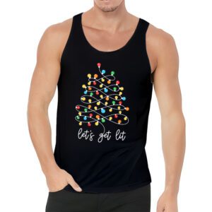 Lets Get Lit Drinking Santa Hat Christmas Lights Funny Tank Top 3