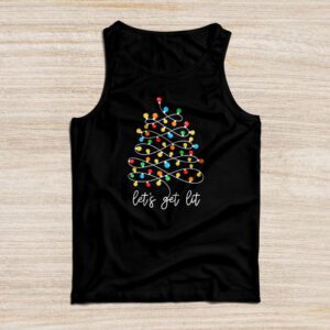 Let’s Get Lit Drinking Santa Hat Christmas Lights Funny Tank Top