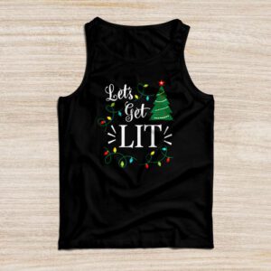 Let’s Get Lit Drinking Santa Hat Christmas Lights Funny Tank Top