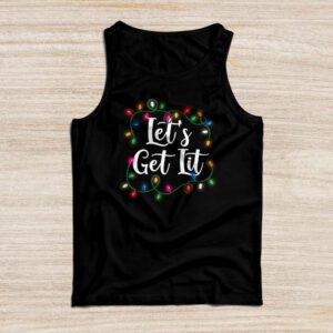 Let's Get Lit Drinking Santa Hat Christmas Lights Funny Tank Top