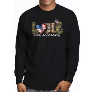 Love Our Veterans Heart USA Flag Camouflage Army Boots Proud Longsleeve Tee 3 1