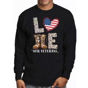 Love Our Veterans Heart USA Flag Camouflage Army Boots Proud Longsleeve Tee 3 3