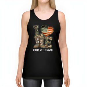 Love Our Veterans Heart USA Flag Camouflage Army Boots Proud Tank Top 2