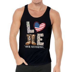 Love Our Veterans Heart USA Flag Camouflage Army Boots Proud Tank Top 3 3