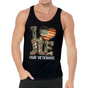 Love Our Veterans Heart USA Flag Camouflage Army Boots Proud Tank Top 3