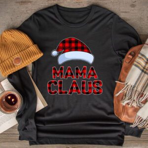 Mama Claus Shirt Christmas Lights Pajama Family Matching Longsleeve Tee