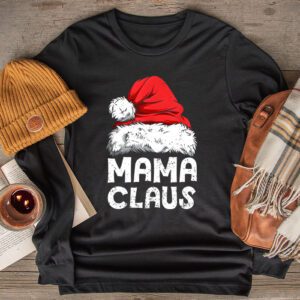 Mama Claus Shirt Christmas Lights Pajama Family Matching Longsleeve Tee
