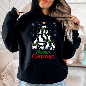 Meowy Catmas Cat Christmas Tree Xmas Girls Boys Funny Santa Hoodie 1