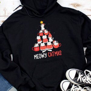 Meowy Catmas Cat Christmas Tree Xmas Girls Boys Funny Santa Hoodie