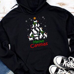 Meowy Catmas Cat Christmas Tree Xmas Girls Boys Funny Santa Hoodie