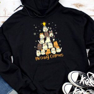 Meowy Catmas Cat Christmas Tree Xmas Girls Boys Funny Santa Hoodie