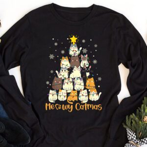 Meowy Catmas Cat Christmas Tree Xmas Girls Boys Funny Santa Longsleeve Tee 1 Meowy Catmas Cat Christmas Tree Xmas Girls Boys Funny Santa Longsleeve Tee 1 3