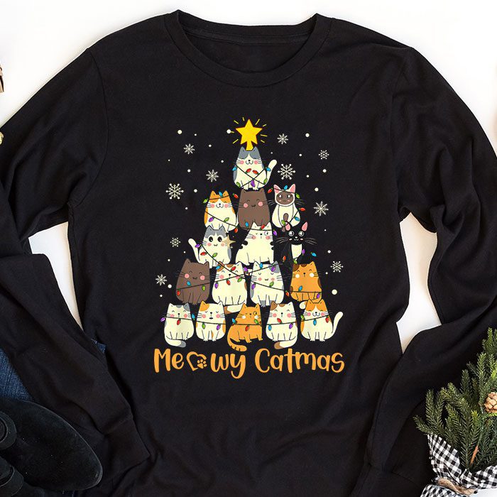 Meowy-Catmas-Cat-Christmas-Tree-Xmas-Girls-Boys-Funny-Santa-Longsleeve-Tee-1 Meowy Catmas Cat Christmas Tree Xmas Girls Boys Funny Santa Longsleeve Tee 1 3