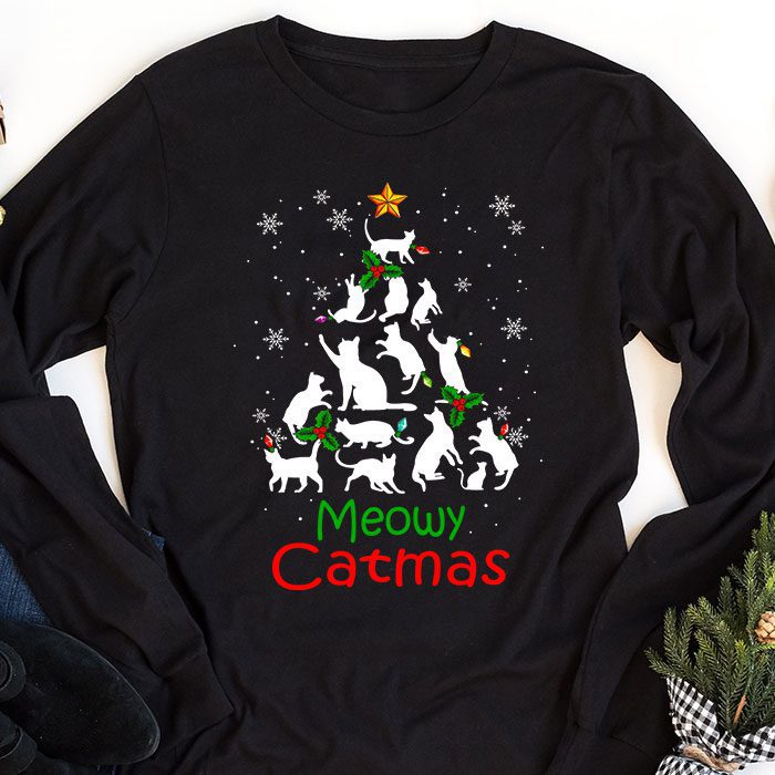Meowy-Catmas-Cat-Christmas-Tree-Xmas-Girls-Boys-Funny-Santa-Longsleeve-Tee-1 Meowy Catmas Cat Christmas Tree Xmas Girls Boys Funny Santa Longsleeve Tee 1