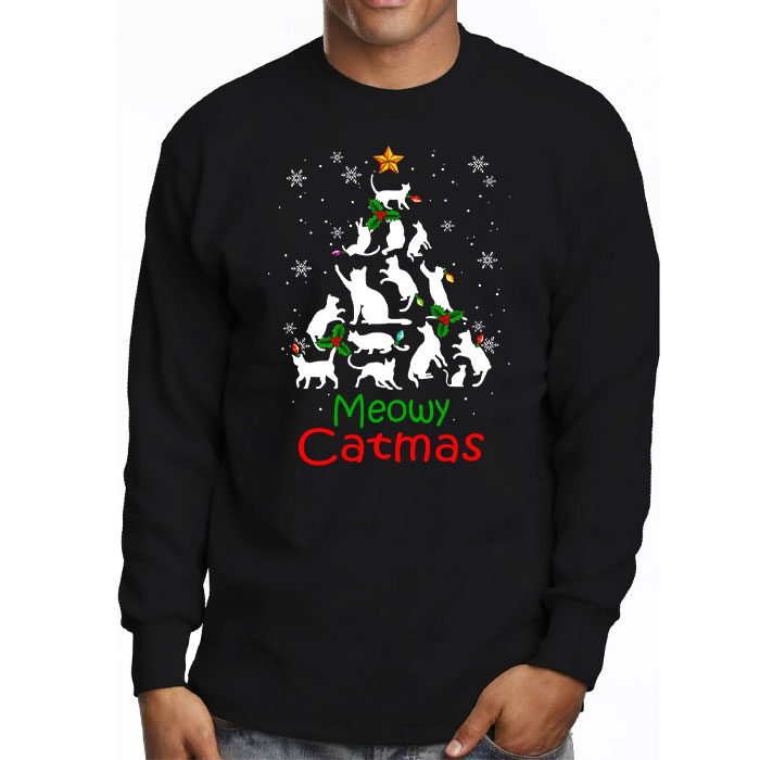 Meowy-Catmas-Cat-Christmas-Tree-Xmas-Girls-Boys-Funny-Santa-Longsleeve-Tee-3 Meowy Catmas Cat Christmas Tree Xmas Girls Boys Funny Santa Longsleeve Tee 3