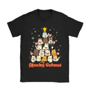 Meowy Catmas Cat Christmas Tree Xmas Girls Boys Funny Santa T-Shirt