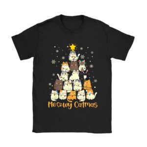 Meowy Catmas Cat Christmas Tree Xmas Girls Boys Funny Santa T-Shirt