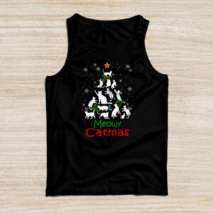 Meowy Catmas Cat Christmas Tree Xmas Girls Boys Funny Santa Tank Top