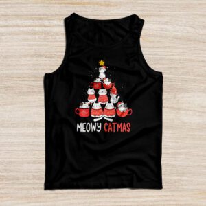 Meowy Catmas Cat Christmas Tree Xmas Girls Boys Funny Santa Tank Top