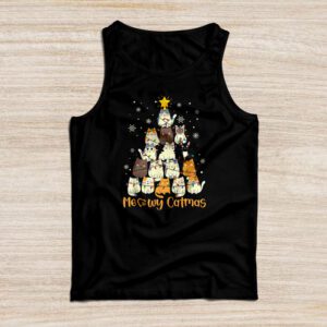 Meowy Catmas Cat Christmas Tree Xmas Girls Boys Funny Santa Tank Top