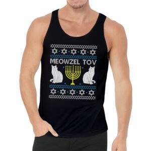 Meowzel Tov Funny Chanukah Hanukkah Ugly Sweater Tank Top 3 1