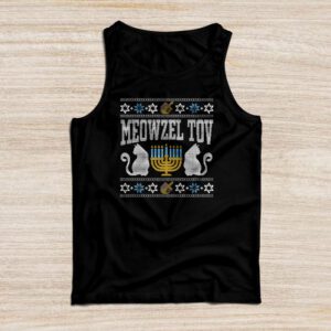 Meowzel Tov Funny Chanukah Hanukkah Ugly Sweater Tank Top