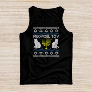 Meowzel Tov Funny Chanukah Hanukkah Ugly Sweater Tank Top