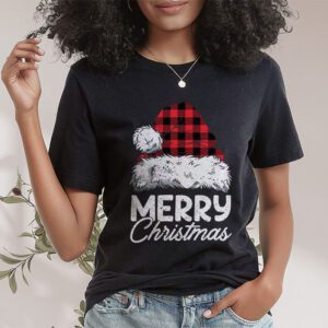 Merry Christmas Buffalo Plaid Red Santa Hat Xmas Pajamas T Shirt 1 4