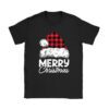 Merry Christmas Buffalo Plaid Red Santa Hat Xmas Pajamas T-Shirt