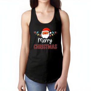 Merry Christmas Buffalo Plaid Red Santa Hat Xmas Pajamas Tank Top 1 3