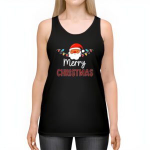 Merry Christmas Buffalo Plaid Red Santa Hat Xmas Pajamas Tank Top 2 3