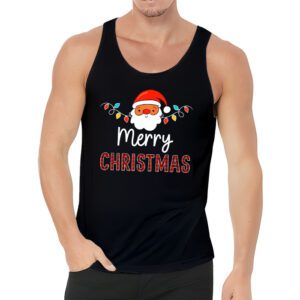 Merry Christmas Buffalo Plaid Red Santa Hat Xmas Pajamas Tank Top 3 3