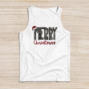 Merry Christmas Buffalo Plaid Red Santa Hat Xmas Pajamas Tank Top