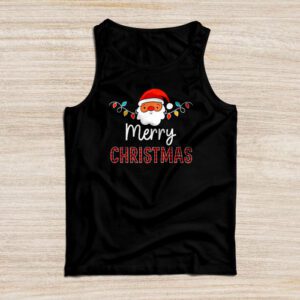 Merry Christmas Buffalo Plaid Red Santa Hat Xmas Pajamas Tank Top