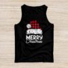 Merry Christmas Buffalo Plaid Red Santa Hat Xmas Pajamas Tank Top