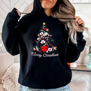 Merry Christmas Nurse Xmas Scrub Top Women Stethoscope Hoodie 1